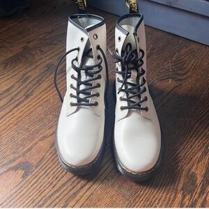 Dr. Martens White Leather Combat Boots